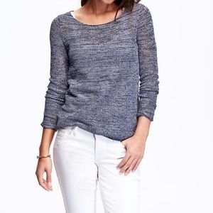 Old Navy Blue & White open knit sweater